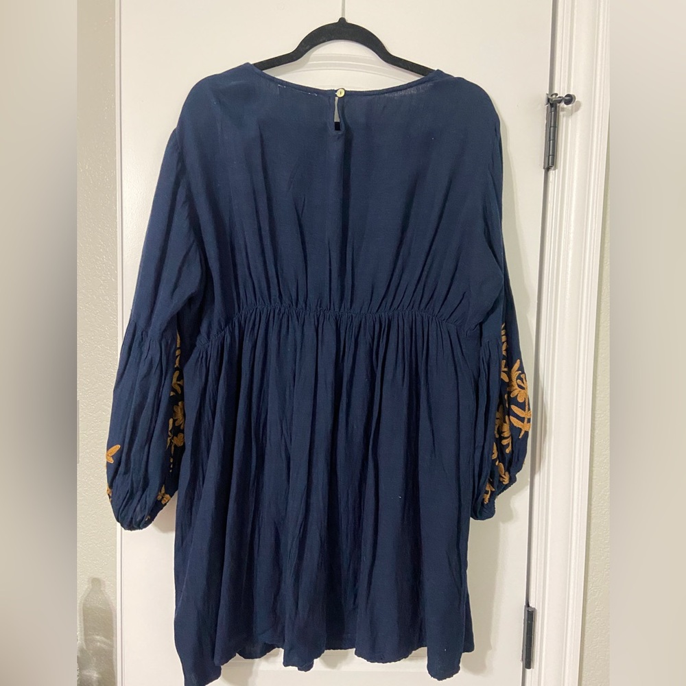 Navy with tan embroidery dress/tunic